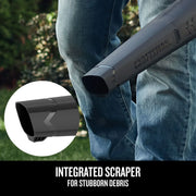 Craftsman leaf blower nozzle with integrated scraper, SKU CMCBL710M1, close-up outdoor view.