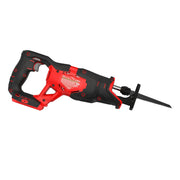 Craftsman CMCS300B cordless reciprocating saw, black and red, side angle on white background.