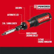 Photo of Craftsman electric screwdriver CMHT66718B20, black and red, right angle, with LED and quick-change collet.