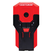 Front view photo of Craftsman CMHT77621 red and black stud finder with power and AC indicator symbols.