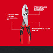 Craftsman CMHT81713 slip joint pliers with red and black bi-material grips, front angle on white background.