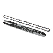 Craftsman 16-inch chainsaw bar and chain set, SKU CMXGZAM700126, top angle on white background.