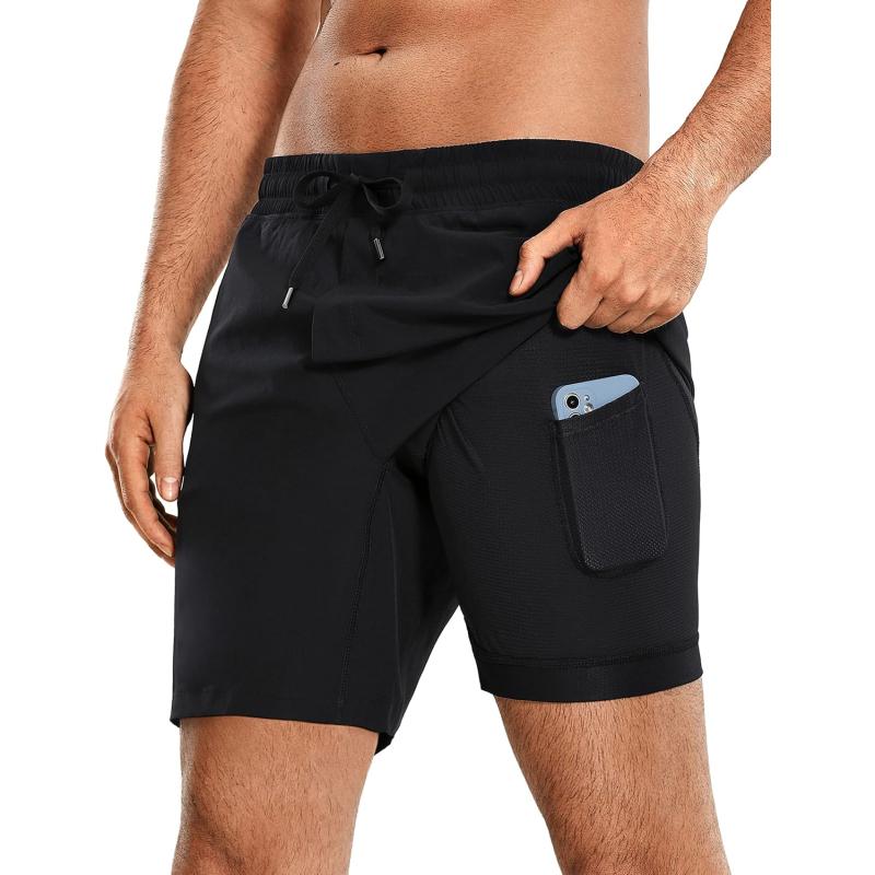 CRZ YOGA Men’s 2 in 1 Running Shorts with Liner – 5”/ 7”/ 9” Quick Dry ...