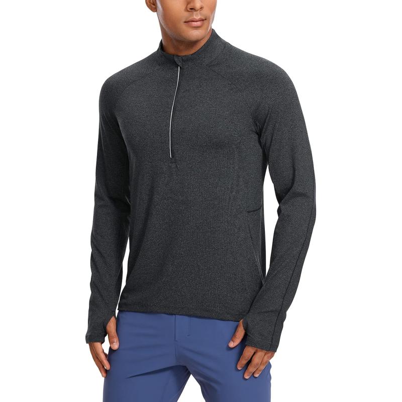 CRZ YOGA Men’s Half Zip Golf Pullover Athletic Long Sleeve T-Shirts ...